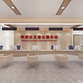 Fengqiao Community Integrated Service Hall Interior With Service Counter And Chairs