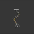 Futuristic Mechanical Weapon with Robotic Claw Spiral Design Black Yellow Metallic Arm on Square Base