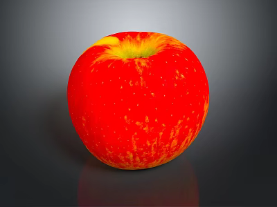 Fresh Vibrant Red Apple With Yellow Speckles On Dark Background 3d model