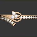 Rose Gold Ring with White Stones and Decorative Design Elements 3d model