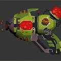 Futuristic Sci Fi Weapon With Green Casing Red Energy Core Orange Dial And Glowing Lights