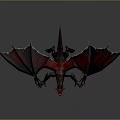 Red And Black Dragon Game Movie Character With Large Wings And Sharp Claws