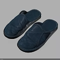 Blue Leather Slippers with Stitched Detailing and Comfortable Sole for Daily Wear