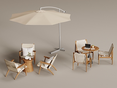 Modern Log Outdoor Table and Chair Outdoor Dining Table Sunshade Outdoor Leisure Table and Chair model