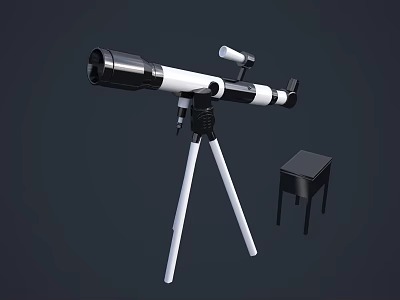 Professional Commercial Equipment Telescope With Tripod Stand And Small Stool For Observation 3d model