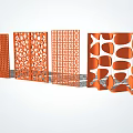 Orange Decorative Screen Walls With Modern Perforated Patterns Design 3d model