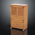 Functional Wooden Entryway Side Cabinet With Lattice Design Doors And Drawer Storage