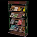 Wooden Bookcase With Black Metal Frame And Multiple Shelves Displaying Books