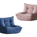 Soft Comfortable Single Sofa in Blue and Pink with Padded Seats 3d model