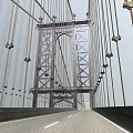 Suspension Bridge Structure Featuring Steel Cables Tower And Road Deck Components 3d model