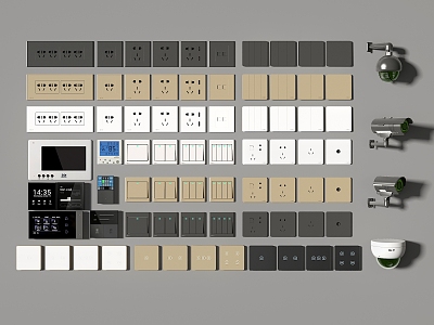 Modern switch socket intelligent switch combination camera hardware construction model