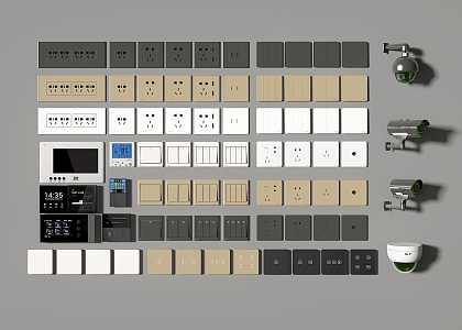 Modern switch socket intelligent switch combination camera hardware construction 3d model