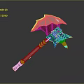 Decorative Spiked Axe Design With Red White Head And Silver Red Black Handle