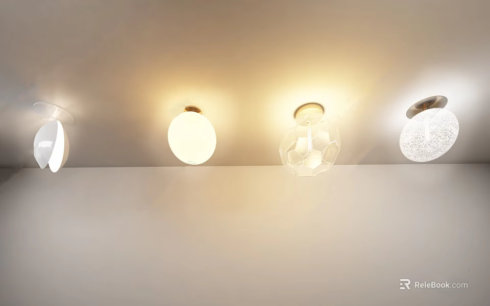 Various Design Pendant Lights Ceiling Mounted Emitting Warm Glow With Unique Shapes 3d model 