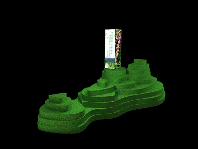 Green Step Like Display Shelf with Stylish Design and Product Box for Retail Exhibition 3d model