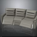 Modern Gray Leather Reclining Sofa With Three Seater And Adjustable Footrests