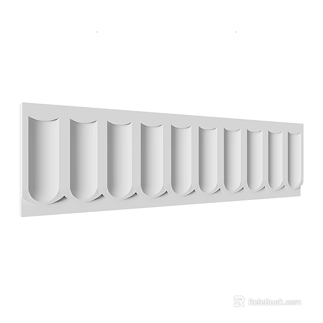 White Decorative Lines With Curved Grooves In Continuous Long Strip Design 3d model 