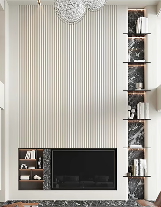 Modern TV background wall Villa TV background wall 3d model