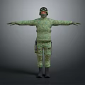 Game Movie Character In Camouflage Uniform With Goggles Standing Pose 3D Render
