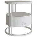 Elegant Modern Side Table With Gold Frame Round Marble Top And White Drawer 3d model