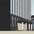 Modern High Rise Office Building Design with Landscaped Gardens and Water Features