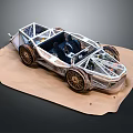 Handmade Metal Frame Open Design Car With Vintage Wheels And Craft Details