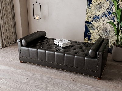 Leather sofa stool 3d model