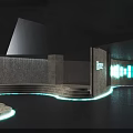 Contemporary Modern Interior Space Featuring Geometric Structures Ambient Lighting And People 3d model