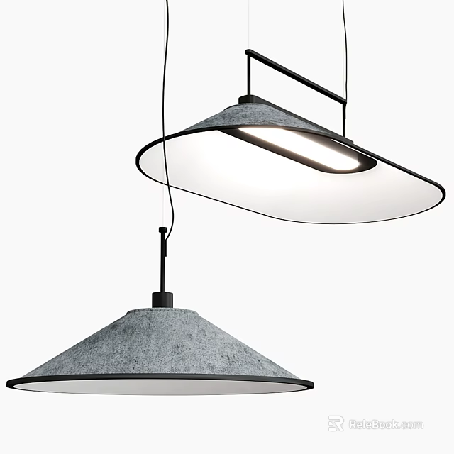 Modern Pendant Lights with Curved Fabric Shade and Metallic Frame for Interior Lighting 3d model 