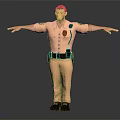 3D Render Of Male Police Officer In Khaki Uniform With Open Arms Pose