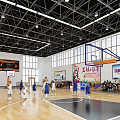 Modern Basketball Gymnasium Basketball Court 3d model