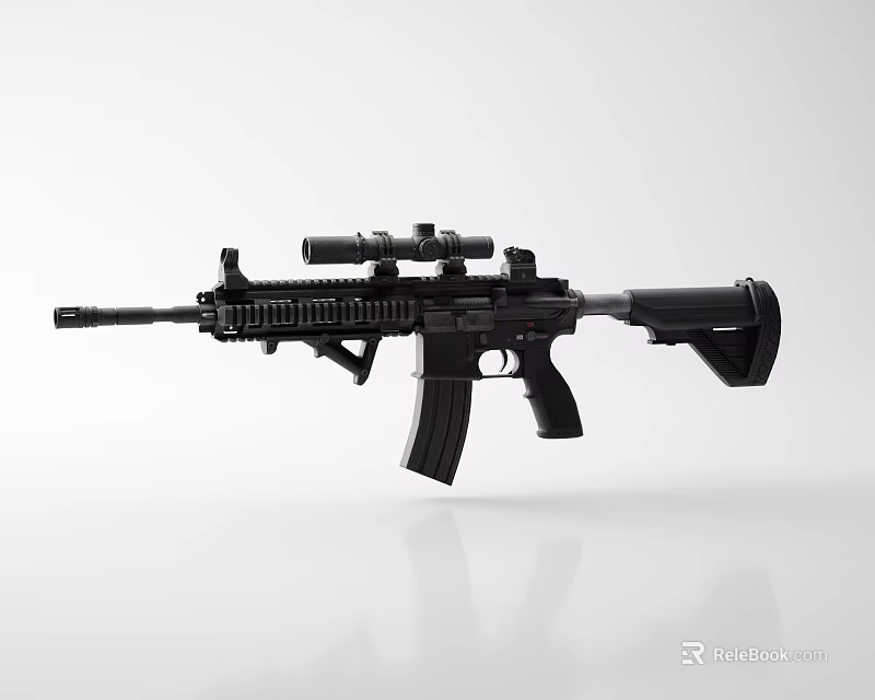 Modern Black Tactical Rifle With Scope Magazine Barrel And Stock 3d model 