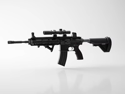 Modern Black Tactical Rifle With Scope Magazine Barrel And Stock 3d model