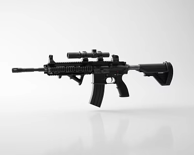 Modern Black Tactical Rifle With Scope Magazine Barrel And Stock 3d model