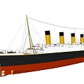 Classic Large Vintage Ship With Yellow Funnels Black Red Hull And White Superstructure