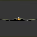 Concept Military Aircraft With Green Camouflage Triangular Wings Transparent Cockpit Yellow Nose And Cross Insignia
