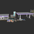Commercial Equipment For Gas Station With Fuel Dispensers Storage Boxes And Building Structure