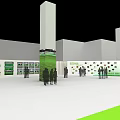 HE REALTY Exhibition Booth Design With Green White Curved Structure And Interior