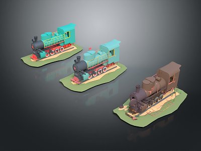 Modern cartoon train locomotive head train 3d model