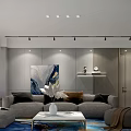 Sleek Modern Grey Tone Living Room With Large TV And Elegant Cozy Interior Design