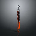 Stylish Keychain Accessory With Braided Metal Chain And Orange Tassels For Daily Use