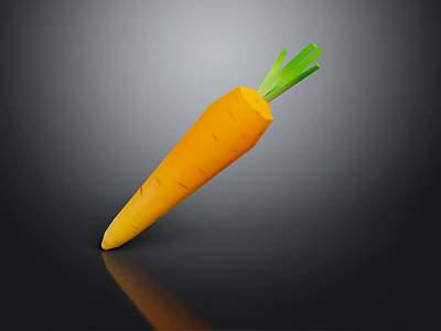 Fresh Vibrant Orange Carrot With Green Leafy Top On Black Background 3d model