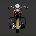 Vintage Red And Yellow Motorcycle With Round Headlight And Brown Classic Design