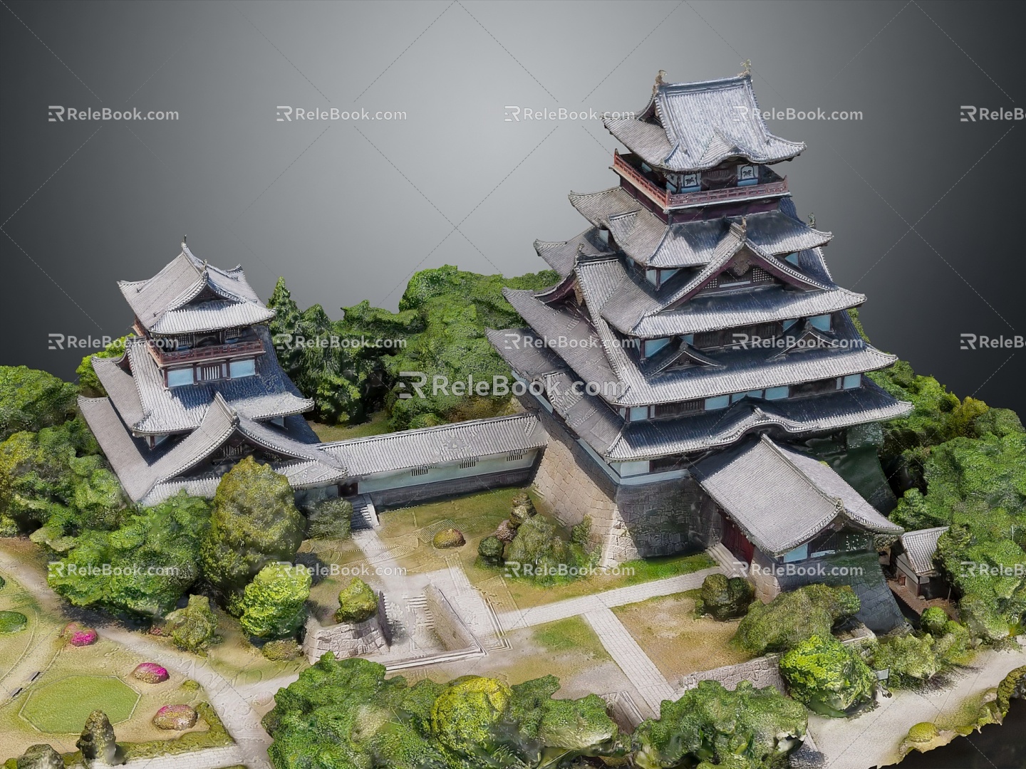 Chinese Ancient Building Island Mountain Castle Palace Ancient Palace 3d model