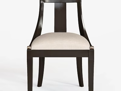 Classic Wooden Chair With Dark Frame And Light Colored Seat Cushion Design 3d model