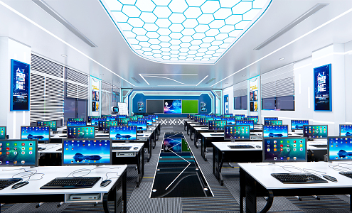 Modern Classroom Computer Classroom Smart Classroom Science and Technology Classroom 3d model