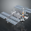 Detailed Space Station Model With Solar Panels Modules And Robotic Arm Structure 3d model