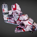 Futuristic Passenger Aircraft With White Red Livery And Multiple Engines Mechanical Details