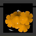 Furniture Decorative Piece Featuring Circular Frame Orange Flowers Black White Pebbles On Layered Base