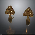Elegant Golden Flower Shaped Stud Earrings With Gemstone For Fashion Accessories